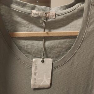 Barefoot Dreams Light Gray/Blue Cotton Muscle Tank Top